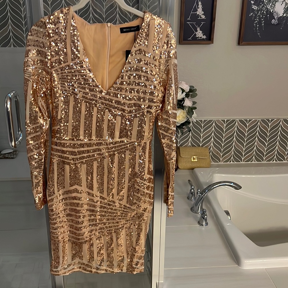 Brand New Miss Ord Gold Sequin Dress